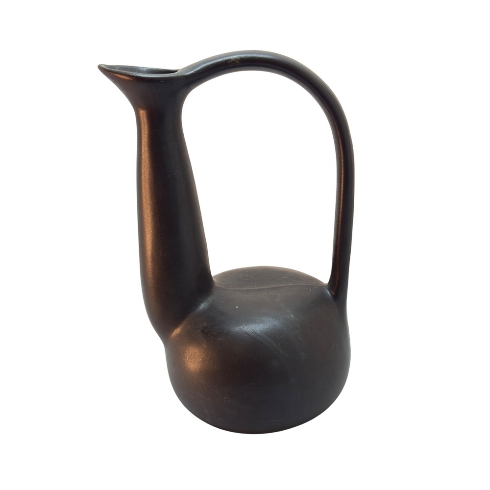 Gio Ponti Bucchero Nero Licensed Re-Edition Vase Italian Modern Black Ceramic